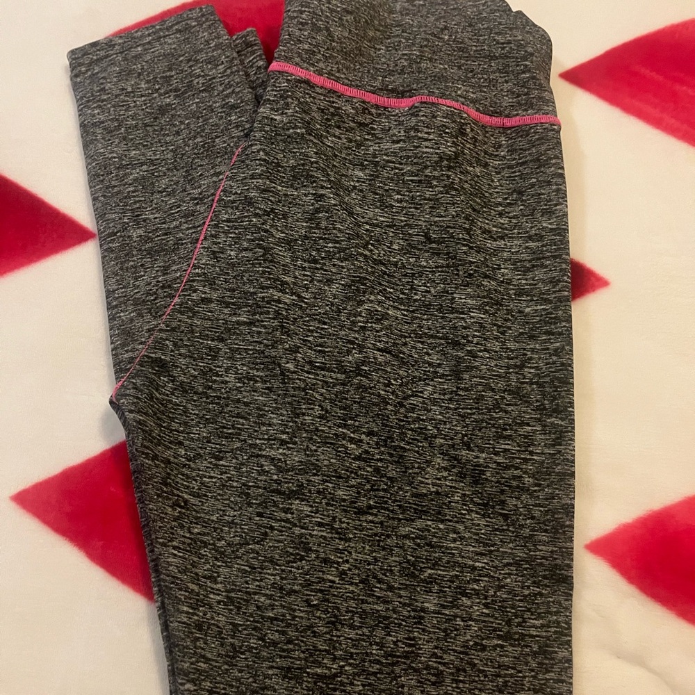 Gray Leggings with Pink Accents